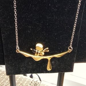 Jewelry Lot 16"+1.75" Bumblebee Honey Necklace, &  Pink Velvet Fairycore Choker